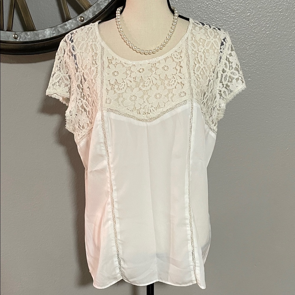 GIBSON & LATIMER Vintage Elegant Lace White Top